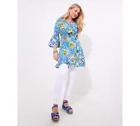 Joe Browns Women's Fruity Tile Print Shirred Waist Tunic Shirt, Blue, 16