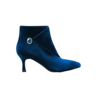 Joe Browns Women's Glamourous Statement Jewel Button Wrap-Around Velvet Ankle Boots, Dark Teal, 5 UK