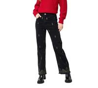 Joe Browns Women's Gold Embroidery Straight Leg Jeans, Black/White, 16