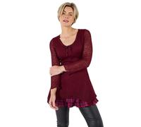 Joe Browns Women's Handkerchief Hem Flared Sleeve Tie Neck Tunic Top Shirt, Red, 18