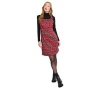 Joe Browns Womens Heart Print Tartan Check Pinafore Mini Dress, Red, 18 UK