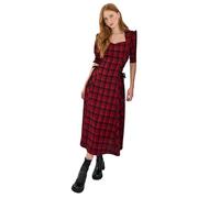 Joe Browns Women's Heart PrintTartan Check Pinafore Mini Dress, Red, 16 Petite