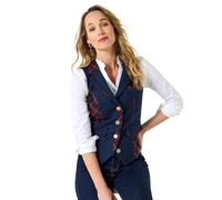 Joe Browns Women's Heritage Check Mix and Match Waistcoat Casual Blazer, Purple, 16