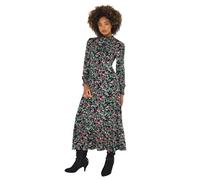 Joe Browns Women's High-Neck Vintage Frill Winter Floral Jersey Midi Dress, Black, 16 Petite