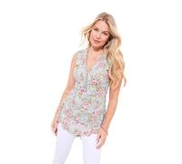Joe Browns Women's Lace Zip Neck Floral Sleeveless Top Shirt, Green, 12
