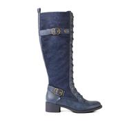 Joe Browns Women's Leopard Print Lace Up Riding Boots Knee High, Blue, 5 UK