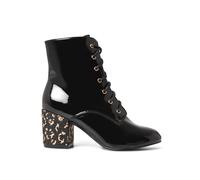 Joe Browns Women's Leopard Shimmer Patent Heeled Ankle Boots, Black Multi, 7 UK