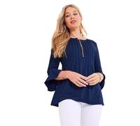 Joe Browns Women's Longline Button Down Jersey Top Shirt, Navy, 14