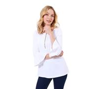 Joe Browns Women's Longline Button Down Jersey Top Shirt, White, 8
