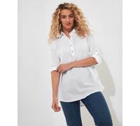 Joe Browns Women's Longline Pintuck Tab Sleeve Shirt, White, 10