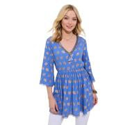 Joe Browns Women's Metallic Detail Shimmering Embroidered Tunic Shirt, Blue, 12