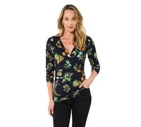 Joe Browns Women's Mushroom Print Wrap Front Jersey Top Blouse, Black, 18