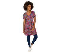 Joe Browns Women's Paisely Print V Neck Jersey Tunic Top, Relaxed, Pink, UK 20