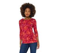 Joe Browns Women's Paisley Print Button Detail Long Sleeve Top Blouse, Orange, 14