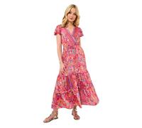 Joe Browns Women's Paisley Print V-Neck Maxi Dress, Pink, 14