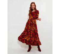 Joe Browns Women's PETITE Autumnal Floral Crinkle Cotton Maxi Dress, Orange, 6