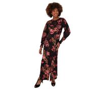 Joe Browns Women's Petite Dramatic Dark Floral Tie-Waist Luxe Jersey Maxi Dress, Black, UK 16 Petite