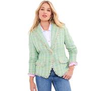 Joe Browns Women's PETITE Fashion Frayed Detail Tweed Jacket, Regular Fit, Green, UK 12 (PETITE)