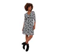 Joe Browns Women's Petite Floral Lace Zip V-Neck 3/4 Sleeve Skater Dress, Regular, Black, UK 14 Petite