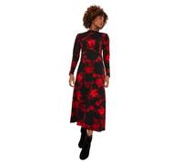 Joe Browns Women's Petite High Neck Long Sleeve Floral Jersey Dress, Regular, Black, UK 14 Petite