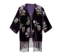 Joe Browns Women's Premium Sequin Velvet Kimono, Regular, Purple, UK S/M