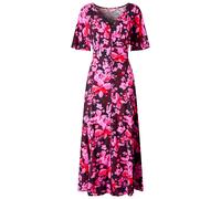Joe Browns Women's Print Floral Wide Sleeve Button-Through Maxi Dress, Petite, Pink, UK 12