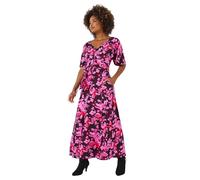 Joe Browns Women's Print Floral Wide Sleeve Button-Through Maxi Dress, Regular, Pink, UK 14