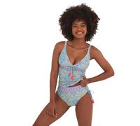 Joe Browns Women's Recycled Content Bright Tile Print Plunge Tankini Top, Blue Multi, 8