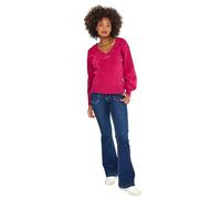 Joe Browns Women's Relaxed Fit Paisley V-Neck Jumper Sweater, Pink, 16