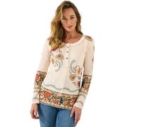 Joe Browns Women's Remarkable Printed Patchwork Henley Top Blouse, Cream, 14