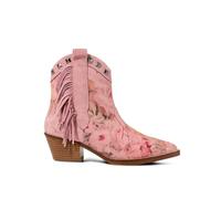 Joe Browns Women's Rose Embroidered Suede Western Boots Ankle, Pink Multi, 4 UK