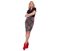 Joe Browns Women's Rose Print Monochrome Polka Dot Pencil Skirt, Black, UK 10