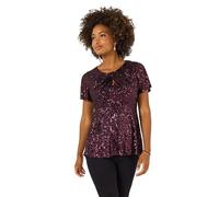 Joe Browns Women's Round Neck Sparkle Sequined Top Blouse, Purple, 10