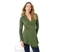 Joe Browns Women's Slim Fit Asymmetric Hem Long Sleeve Tunic Top Shirt, Dark Khaki, 14