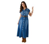 Joe Browns Women's Stretch Denim Maxi Shirt Dress, Slim, Blue, UK 16 (Petite)