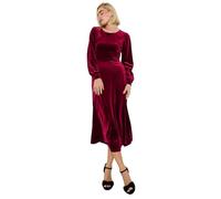 Joe Browns Women's Stretchy Velvet Midi Dress, Red, 6 Petite
