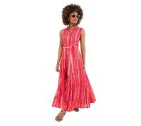 Joe Browns Women's Striped Sleeveless Button Through Maxi Shirt Dress, Pink, 16 UK/Petite