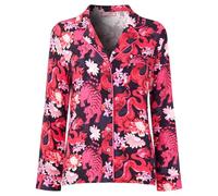Joe Browns Women's Sustainable Dragon Print Pearl Button Down Pyjama Top, Regular Fit, Pink, UK 14
