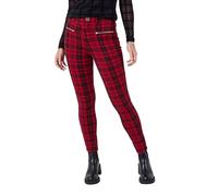 Joe Browns Women's Tartan Check Zip Detail Skinny Trousers Casual Pants, red, 10