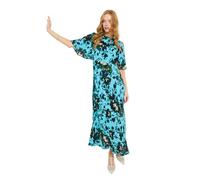 Joe Browns Women's Textured Rose Print Midi Dress, Slim, Blue, UK 10