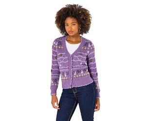 Joe Browns Women's V-Neck Floral Cardigan, Regular, Purple, UK 8
