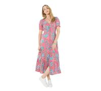 Joe Browns Women's V Neck Statement Print Button Front Dress, Regular, Pink, UK 18