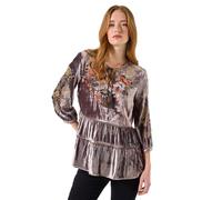 Joe Browns Women's Velvet Embroidered Top Blouse, Grey, 14