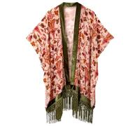 Joe Browns Women's Velvet Paisley Fringe Kimono, Pink, One Size