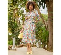 Joe Browns Women's Vibrant Floral Button-Down Shirt Dress, White, 8