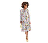 Joe Browns Women's Vibrant Floral Button-Down Shirt Dress, Regular Fit, White, UK 8