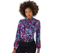 Joe Browns Women's Vibrant Floral Print High Neck Jersey Top Blouse, Purple, 16
