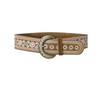 Joe Browns Women's Western Style Floral Embroidered Suede Belt, Tan, M