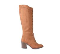 Joe Browns Womens Wooden Stack Heel Lace Up Long Ankle Boot, Brown, 6 UK