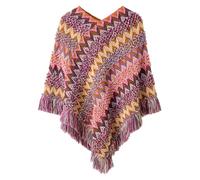 Joe Browns Women's Zigzag Knitted Poncho, Regular, Multi, UK One Size